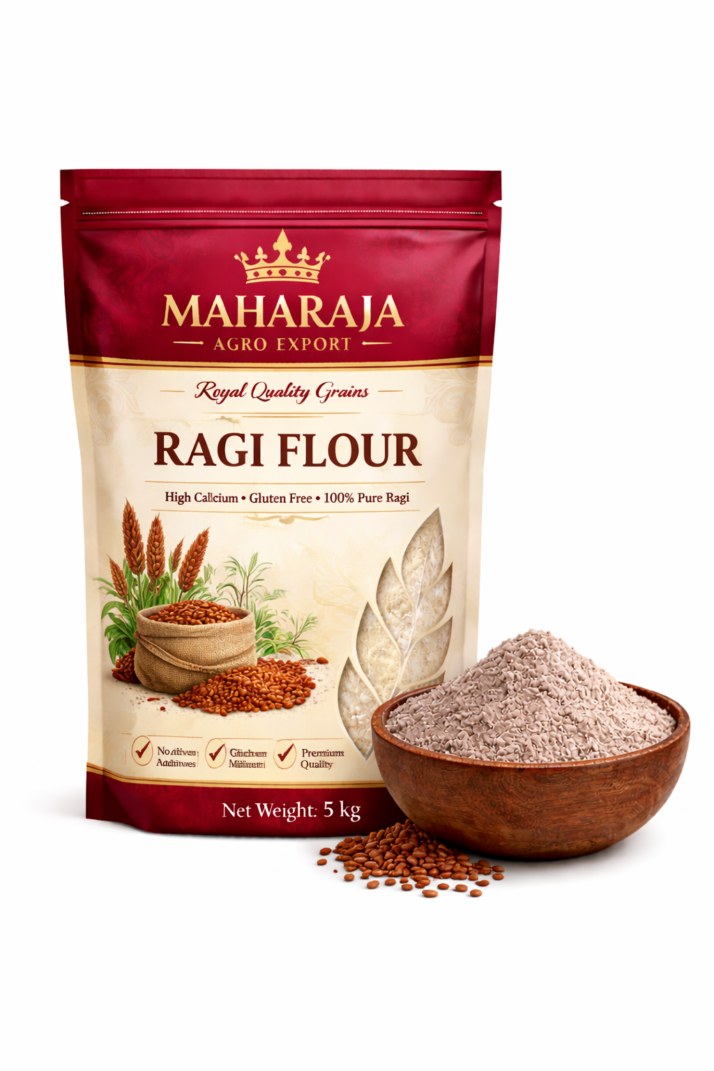 Maharaja Premium Gluten-Free Finger Millet Flour (Ragi Atta) – Stone Ground | Export Quality